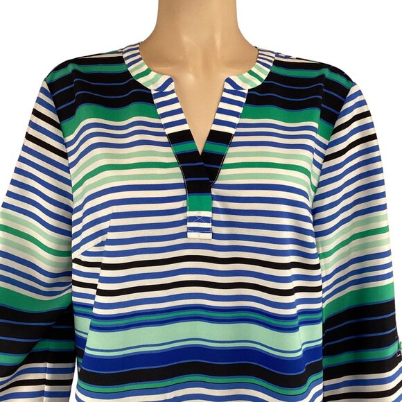 Talbots Top Blouse Size Large Womens Multi-Color Striped Long Sleeve - Picture 6 of 9
